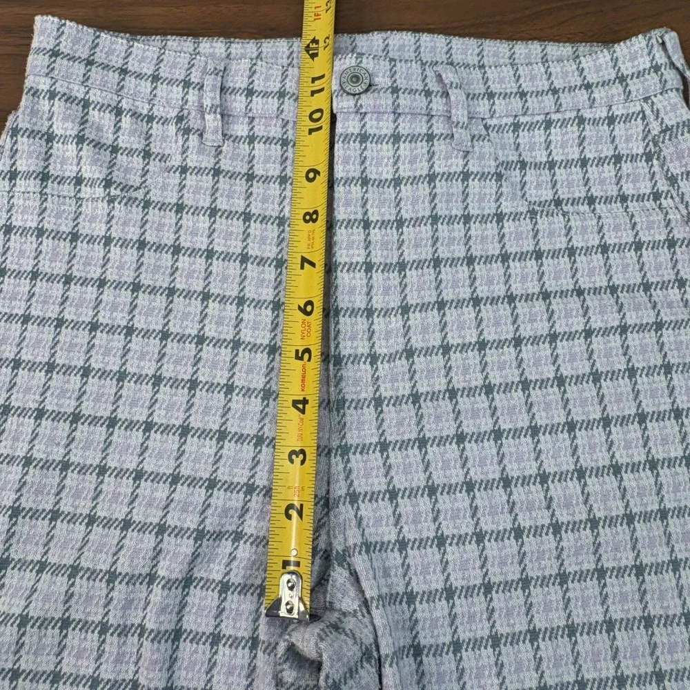 American Eagle Purple Grey‎ Plaid High Rise Flare Knit Pants Size 8 Regular